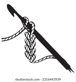 Haken mit Wolle aus Gewirken zu einem Produkt. Vektorgrafik