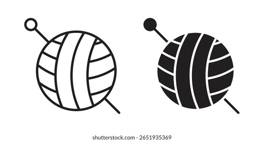 Icono de ganchillo. Versiones planas y de trazo. Elementos gráficos.