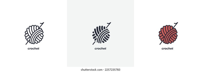 crochet icon. Line, solid and filled outline colorful version, outline and filled vector sign. Idea Symbol, logo illustration. Vector graphics svg