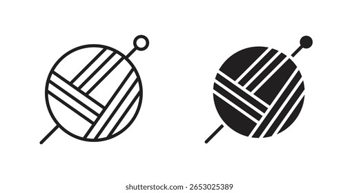 Crochet icon symbol set in black. line and flat icons