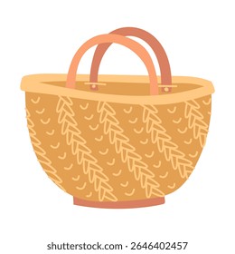 Crochet and knitting bag. Handmade bag. Cozy atmosphere. Handmade. Flat color isolated illustration. For postcards, packaging design, social media posts, and the theme of care and coziness