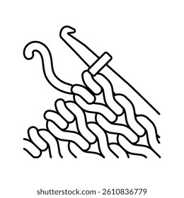 crochet knitting wool line icon vector. crochet knitting wool sign. isolated contour symbol black illustration