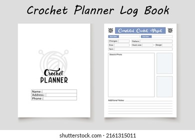 Crochet logbook planner template design for KDP Interior. Low content KDP interior