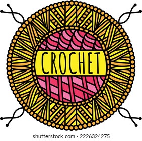 Crochet mandala, icon, vector, threads, round