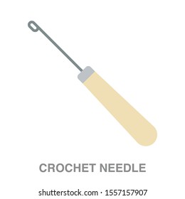 Crochet needle  flat icon on white transparent background. You can be used crochet needle icon for several purposes.