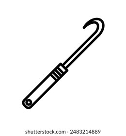 Crochet needle icon linear logo mark in black and white