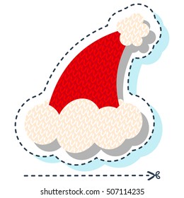 Crochet pattern santa hat isolated on white background. Vector illustration.