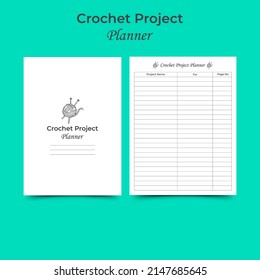 Crochet Project Planner Log Book KDP Interior. newborn printable tracker, planner, notebook, mood diary.
