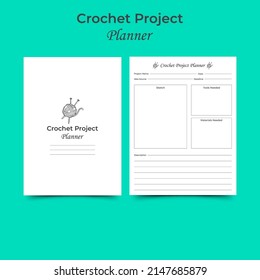 Crochet Project Planner Log Book KDP Interior. newborn printable tracker, planner, notebook, mood diary.
