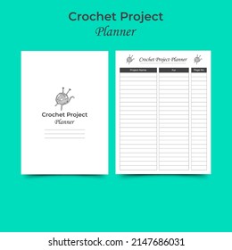 Crochet Project Planner Log Book KDP Interior. newborn printable tracker, planner, notebook, mood diary.
