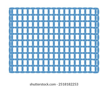 Crochê, tecido retangular feito de cadeia e colunas, reticulado de fios, padrão simples, desenho de cor