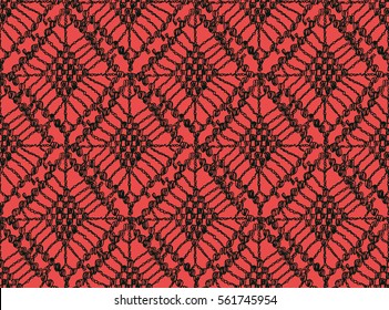 Crochet seamless pattern, knitted or woven macrame in boho style, oriental pattern, bohemian style, knitting, crochet pattern.