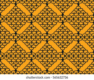 Crochet seamless pattern. Knitted or woven macrame in the bohemian style. Oriental motifs. Knitting mesh