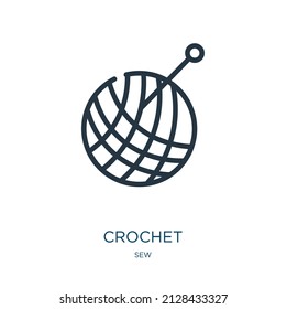 crochet thin line icon. needle, craft linear icons from sew concept isolated outline sign. Vector illustration symbol element for web design and apps.