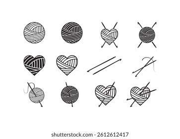Crochet vector bundle, Crochet clipart, Crochet silhouette. 
