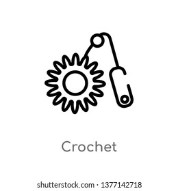 crochet vector line icon. Simple element illustration. crochet outline icon from sew concept. Can be used for web and mobile