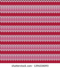 Crocheted  pattern with stripes of red and pink color.