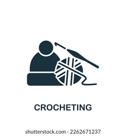 Crocheting icon. Monochrome simple sign from hobby collection. Crocheting icon for logo, templates, web design and infographics.