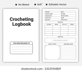 Crocheting Logbook Or Notebook, Low Content kdp Interior Template	