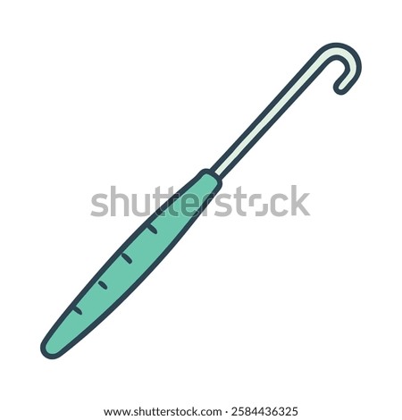 Crocheting metal hook tool icon essential knitting equipment