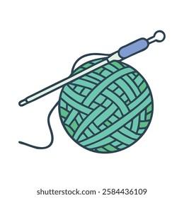 Crocheting yarn ball and hook icon knitting tools