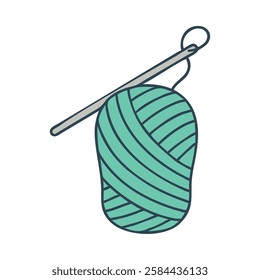 Crocheting yarn ball and hook icon essential knitting tools