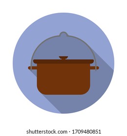 crock colored illustration long shadow icon. Simple color vector of Camping icons for ui and ux, website or mobile application