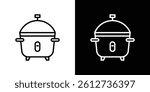 Crock pot icon set. Black illustration isolated for graphic and web design