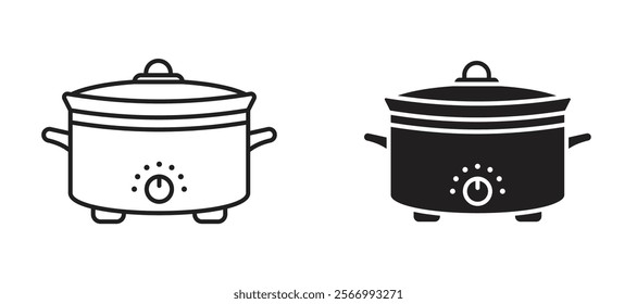 Crock pot icons in outline and fill. vector illustration for ui.