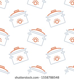 Crock pot seamless pattern design, Repeat textile design. Fabric print.