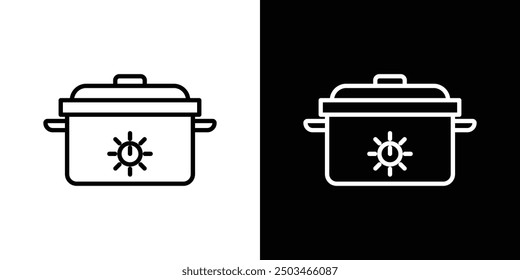 Crock pot thin line vector icon set.