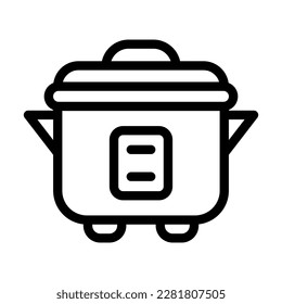 Crock Pot Vector Line Icon Design