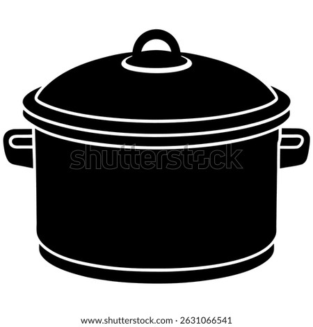 Crock pot vector Silhouette on white baclground