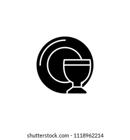 Crockery black icon concept. Crockery flat  vector symbol, sign, illustration.