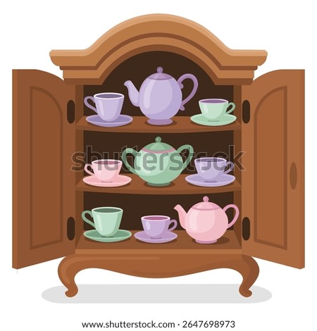 crockery cabinet vector design with white background