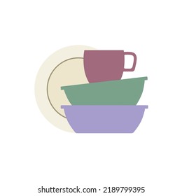 Icono vectorial de diseño de la vasija con taza de ilustración aislada moderna plana