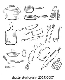 Crockery Set Sketch Stock Vector (Royalty Free) 235533607 | Shutterstock