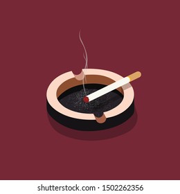 Crockery for smoking, Ashtray with cigarette