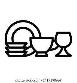Crockery Vector Line Icon Design