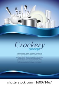 Crockery vertical vector background with devider