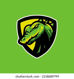 Croco, Crocodile Gaming Logo, E-Sport Logo, Mascot, and Emblem Template Isolated Vector. Illustration Logo. Suitable for Game, Streamer, and E-Sport Team.