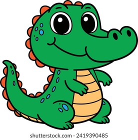 Crocodile 2D cartoon character clipart