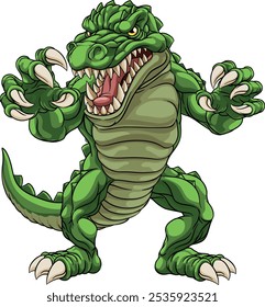 A crocodile or alligator cartoon lizard dino dinosaur angry monster mascot