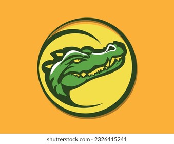 Crocodile alligator cartoon mascot abstract minimal drawing for a logo design