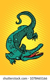 Crocodile alligator cayman. Comic cartoon pop art retro illustration vector kitsch drawing