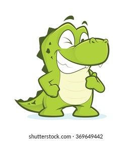 Crocodile or alligator giving thumbs up and winking