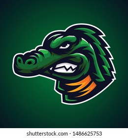 Crocodile Alligator Green Orange Angry Esport Mascot Logo