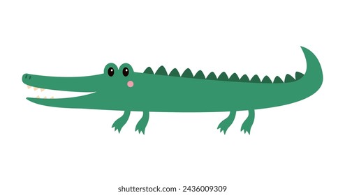 Crocodile Alligator icon. Cute cartoon kawaii funny baby character. Green animal. Childish print template for greeting card, sticker, poster. Flat design, White background. Vector illustration