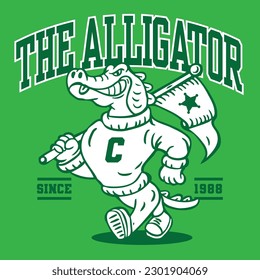 Crocodile Alligator Mascot Character Design in Sport Vintage Athletic Style Vector Design