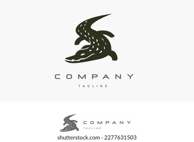 Crocodile Alligator Reptile Green Logo Design Vector Template for Brand Business Company